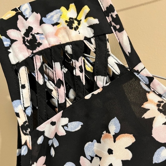 Xhilaration Black Floral Mini Dress Medium Cottagecore Coquette Romantic - Picture 4 of 8